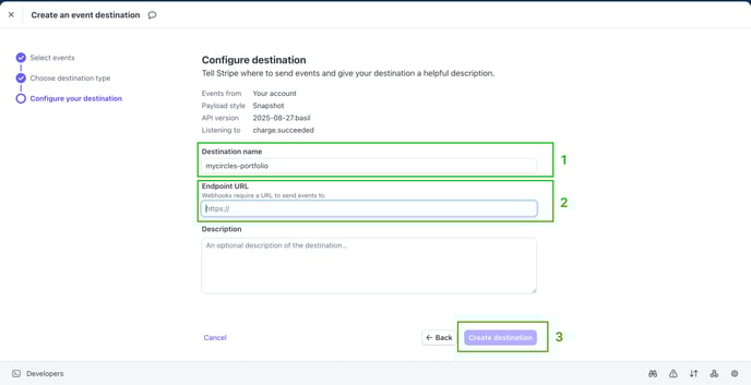08 - Stripe integration _ Configure destination